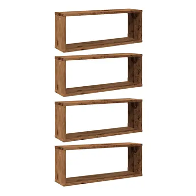 (old wood, pcs) vidaXL Wall Shelves Floating Rack Display Shelf Bookshelf Engineered Wood