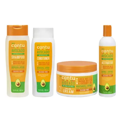 Cantu Avacado Hydrating Cream Shampoo, Conditioner, Curling Cream & Curl Activator Cream (Set Of