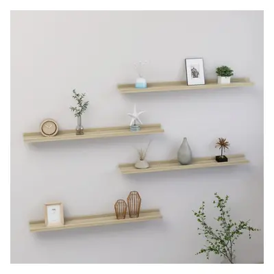 vidaXL 4x Wall Shelves Sonoma Oak 80x9x3 cm Hanging Display Racks Furniture