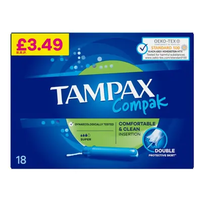 Tampax Compak Super Tampons With Applicator x18 ( pack of )