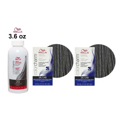 (3A+3A+Dev (Vol.20) 3.6oz) Wella 7A Medium Smokey Ash Blonde Color Charm Permanent Haircolor & D