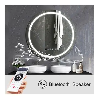 LED Mirror with Bluetooth Speaker, Round, CCT Changing & Touch Sensor Size: 70cms