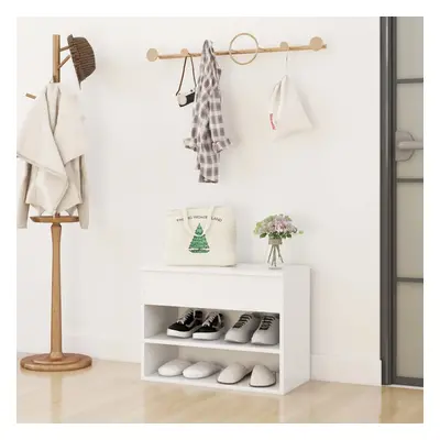 vidaXL Shoe Bench White Chipboard Home Shoe Organiser Cabinet Rack Hall Bench