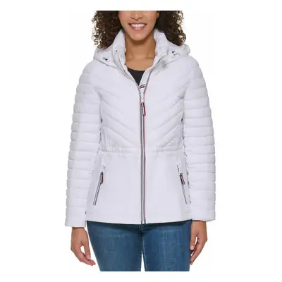 Tommy Hilfiger Women's Puffer Lightweight Hooded Stretch Jacket with D