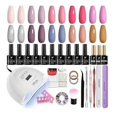 Gel Nail Polish Set, Phoenixy Colors Gel Nail Polish Starter Kit with 80W UV LED Nail Lamp 10ml 