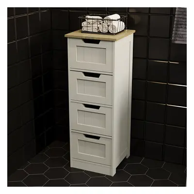 (Grey & Oak) Priano Drawer Freestanding Storage Bathroom Unit