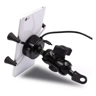 (Black) 3.5-6 inch Phone GPS Holder USB Charger Motorcycle Scooter WUPP Colors