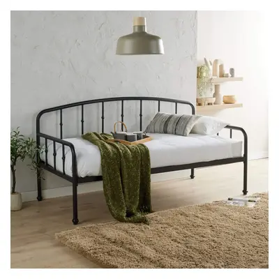 Home Source Athena Single Black Metal Occasional Guest Daybed Sofa Bed Frame