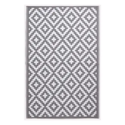 (150 x cm) Zoe Geometric White & Grey Outdoor Rug