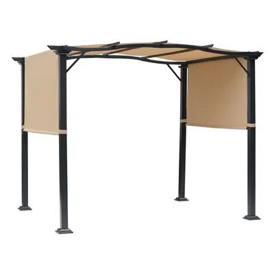 Outsunny Outdoor Retractable Gazebo Overhead Backyard Shade Sun Shelter Steel