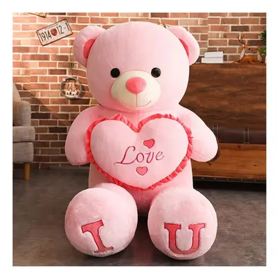 (Pink, 80cm) 100cm Big I LOVE YOU Teddy Bear Plush Toy Lovely Huge Stuffed Soft Bear