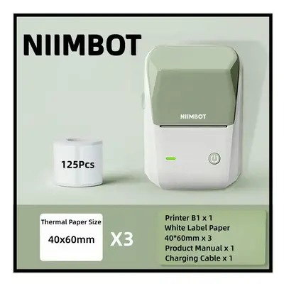 (Gn 40x60 Rolls) Niimbot B1 Label Printer Portable Handheld Thermal Printer Mini Barcode QR Code