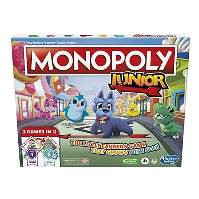 Hasbro Gaming Monopoly Junior Board Game, 2-Sided Gameboard, Games in 1, Monopoly Game for Young