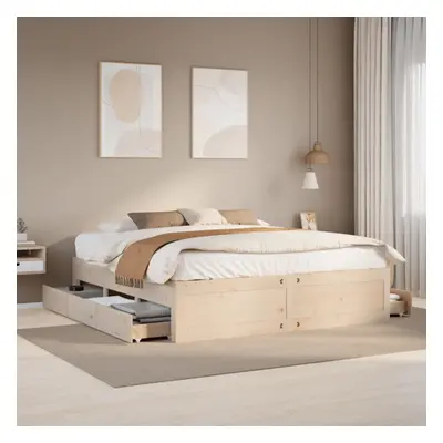 vidaXL Bed Frame without Mattress with Drawers 200x200 cm Solid Wood Pine