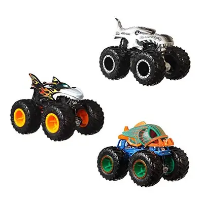 Hot Wheels Monster Trucks Creature 3Pack of Scale Toy Monster Trucks Shark Wreak Piranahh Mega W