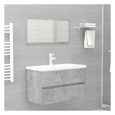 vidaXL Bathroom Furniture Set Concrete Grey Chipboard Cabinet Wall Mirror