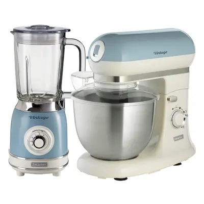 Ariete ARPK38 Retro Style Jug Blender and Stand Mixer Set, Vintage Design Blue