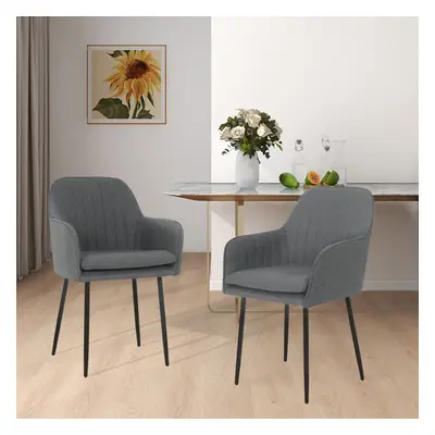 (Set of 2) Linen Fabric Dining Chair Kitchen Dining Room Seat