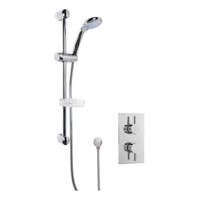 Shower Bundle Concealed Round Twin Valve & Slide Rail Shower Kit - Chrome - Balterley