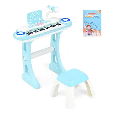 Electronic Kids Piano Toy Keys Piano Keyboard with Stool-Blue