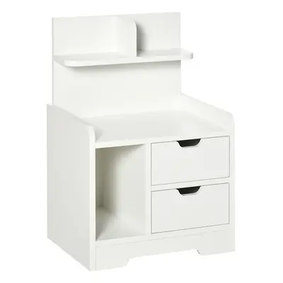 HOMCOM Modern Bedside Table w/2 Drawer and Storage Shelves Chest for Bedroom