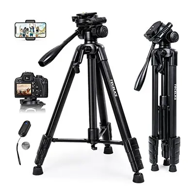 Camera Tripod, TECELKS DSLR Tripod for Canon Nikon, with Bluetooth Remote Shutter, 1/4â Quick 