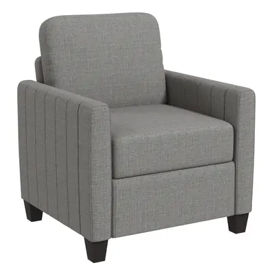 HOMCOM Modern Accent Chair with Spring Cushion, Back Pillow, Grey