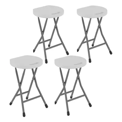 Outsunny Folding Stool Set of 4, Decorative Garden Stool Set, White