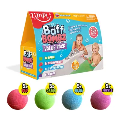 20 x Bath Bombs from Zimpli Kids, Creates a Fizzing, Bath Time Adventure, Bubble Bath Bomb Gift 