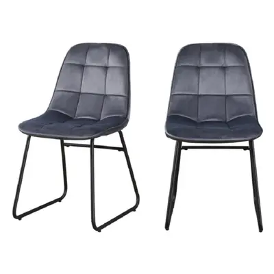 Lukas Chair Grey Dining Chair x2 Velvet Fabric Priced per Pair