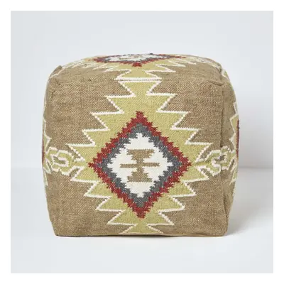 (Brown & Red) Kilim Footstool Handwoven Beanbag Pouffe x cm