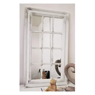 White Rectangle Window Style Wall Mirror Durable Frame 43X73Cm