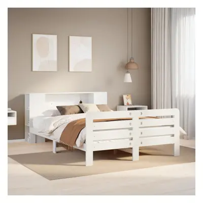 vidaXL Bed Frame without Mattress White 135x190 cm Double Solid Wood Pine