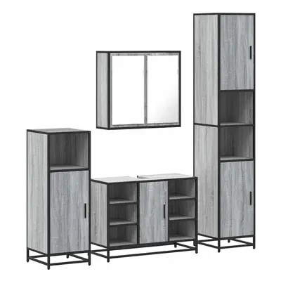 (smoked oak) vidaXL 4ÃÂ Piece Bathroom Furniture SetÃÂ Black Engineered Wood bathroom cabinet