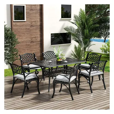 (Black) Set of Retro Garden Bistro Set Cast Aluminum with Cushions