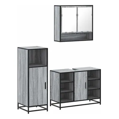 (grey sonoma) vidaXL Piece Bathroom Furniture Set Black Engineered Wood bathroom cabinet