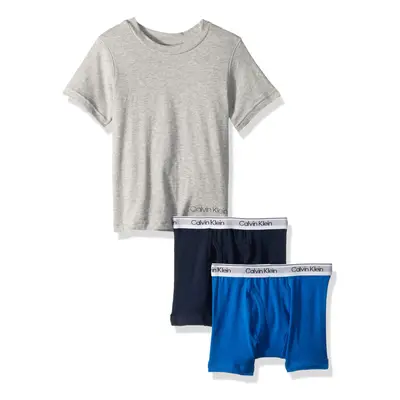 Calvin Klein Boys' Big Bundle 2BOX Brief & Tshirt Black iris/Victoria