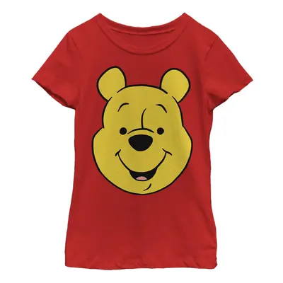 Disney Winnie The Pooh WinniePooh Big Face Girl's Solid Crew Tee Red