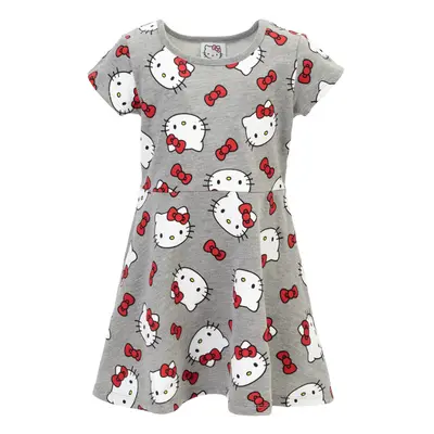 Hello Kitty Little Girls French Terry Short Sleeve Dress Grey 6-6X