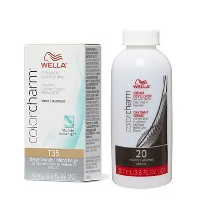 (T35 & Dev (Vol.20) 3.6oz) Wella Color Charm T35 Beige Blonde Permanent Liquid Hair Toner