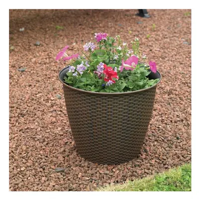 Rattan Effect Plastic Decorative Garden Planter x 350mm