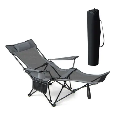 Portable Lounge Chair Folding Camping Chair for Fishing With Headrest