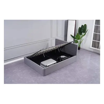 Ottoman Stoarge Bed grey small double 4ft fabric and Mattress wooden bedroom