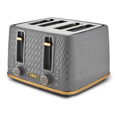 4 Slice Toaster Grey Bronze EMPIRE Geometric Style Tower Stylish Kitchen Retro