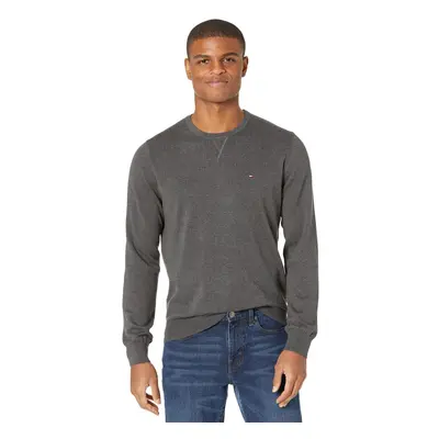 Tommy Hilfiger mens Solid Crewneck Sweater Grey Heather Medium US