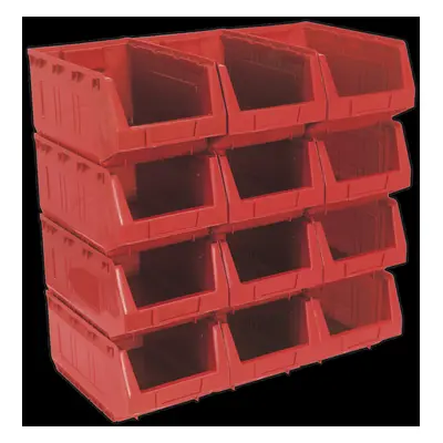 Plastic Storage Bin x x 165mm - Red Pack of