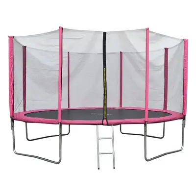 (10ft, Pink) EVRE Outdoor Trampoline with Zip Enclosure Net Padded Spring Cover and Ladder