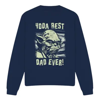 (XXL, Navy) Star Wars Unisex Adult Yoda Best Dad Comic Sweatshirt