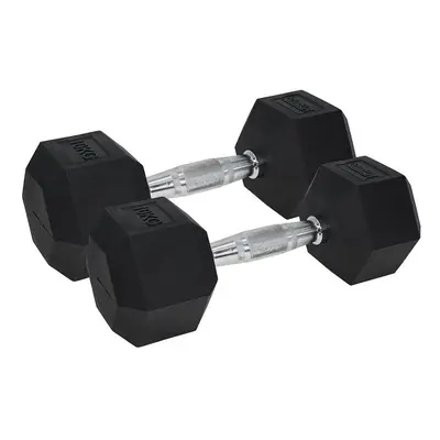 Urban Fitness PRO Hex Dumbbell - Rubber Coated (Pair) - x 10kg - Black