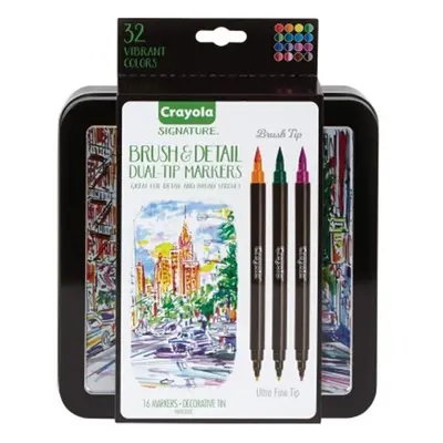 Crayola Brush & Detail Dual Ended Markers - Assorted Color, Per Set